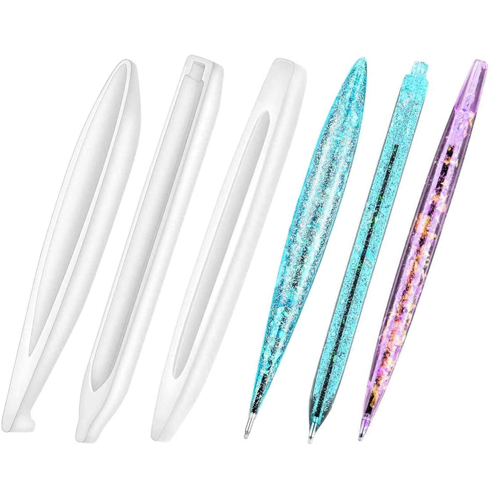 UXIYI 3-Piece Silicone Pen Resin Molds for Ballpoint Pens - Epoxy Casting Molds with 15 Refills - DIY Resin Craft Supplies for Handmade Jewelry, Gifts & Home Decor Projects