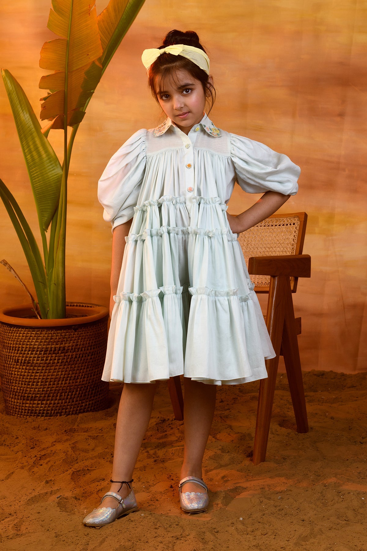 Stylish Mint Green Midi Dress for Girls - Floral Print Summer Dress for Parties, School & Special Occasions