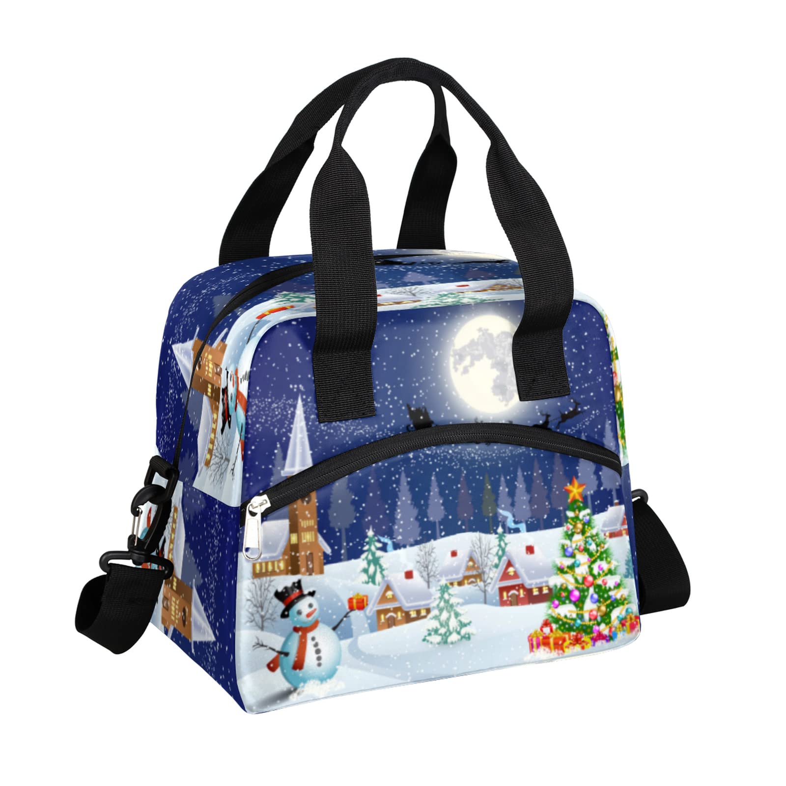 Insulated Christmas Lunch Bag for Women & Men - Thermal Snowman Lunch Tote for Work, School & Outdoor Activities | Portable Reusable Lunch Box for Adults & Kids