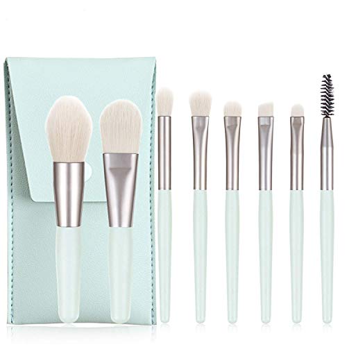 Premium 8-Piece Makeup Brush Set with Travel Pouch - Professional Foundation, Blush & Eyeshadow Brushes - Soft Synthetic Bristles & Wooden Handle - Perfect for Travel, Home Makeup & Professional Use