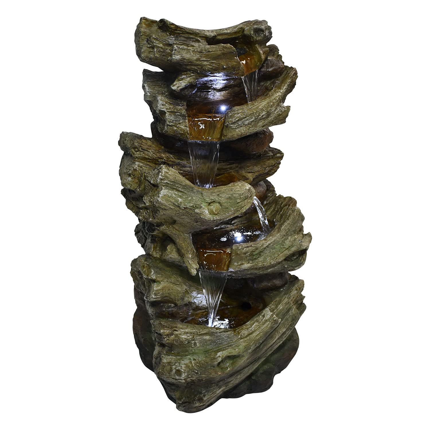 5-Tier Rock Waterfall Fountain with LED Lights - Indoor/Outdoor Decorative Water Feature for Patio, Garden, Yard, Lawn - Perfect for Relaxation and Zen Atmosphere