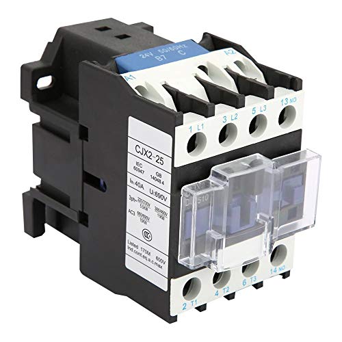 Jeanoko CJX2-2510 High Sensitivity 24VDC Industrial AC Contactor - DIN Rail Mount for Power Distribution Systems | Ideal for Motor Control, HVAC, and Industrial Automation Applications