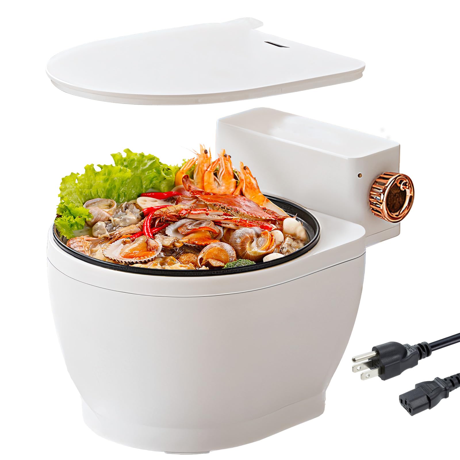 Portable Mini Toilet-Shaped Rice Cooker - 1.8L Nonstick Multifunctional Hot Pot with Adjustable Temperature, Funny Kitchen Appliance for Parties, Gifts & Small Space Cooking - Perfect for Dorm Rooms, Camping & Novelty Gifts
