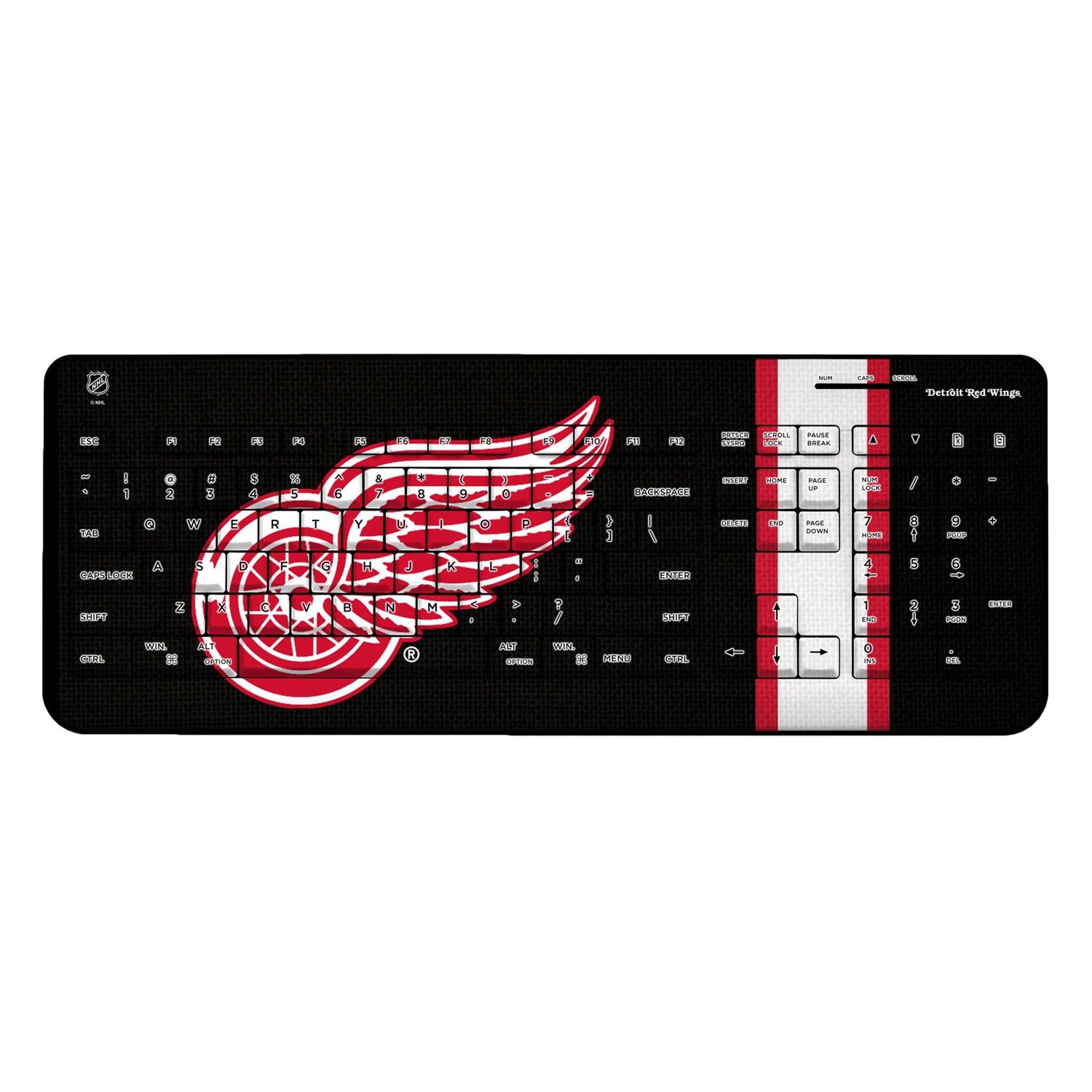 Detroit Red Wings NHL Gaming Keyboard - Wireless USB Mechanical Keyboard with RGB Backlit, Anti-Ghosting - Perfect for PC Gaming, Office Work & Sports Fans Decor