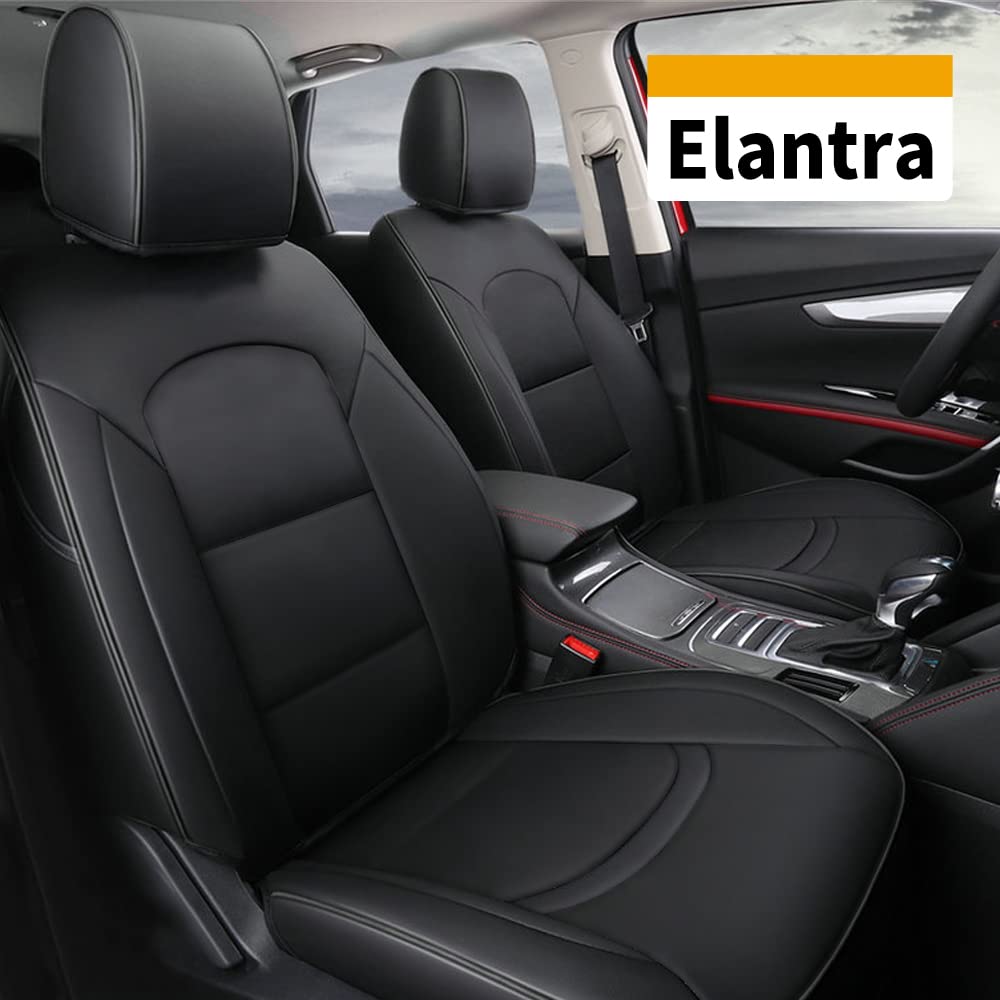 Custom Fit Hyundai Elantra 2018-2020 Seat Covers - Waterproof Faux Leather Full Set with Airbag Compatibility | Perfect for Daily Commuting, Road Trips & Car Protection