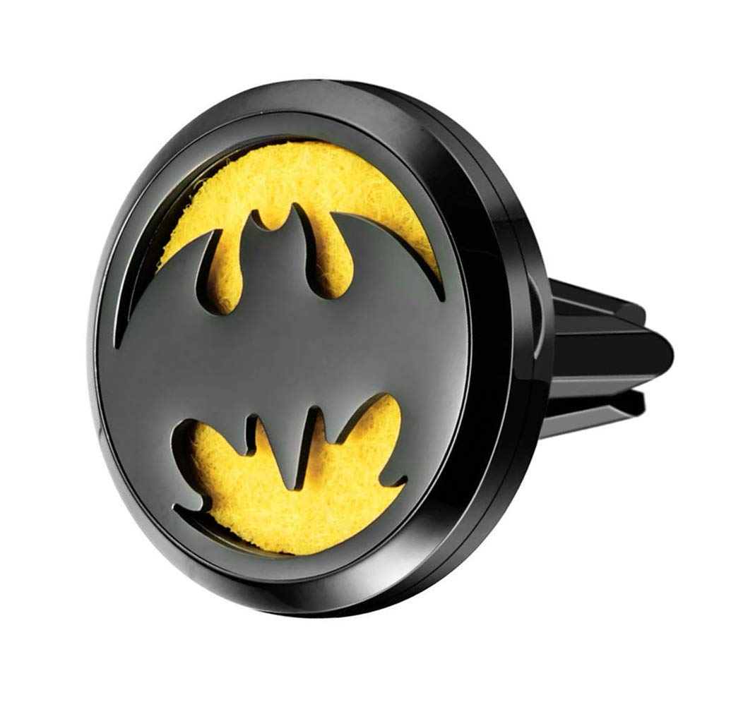 Wild Essentials Black Chrome Bat Essential Oil Car Vent Diffuser - Stainless Steel Aromatherapy Locket with 8 Color-Changing Refill Pads | Customizable Air Freshener for Car, Home & Office Aromatherapy