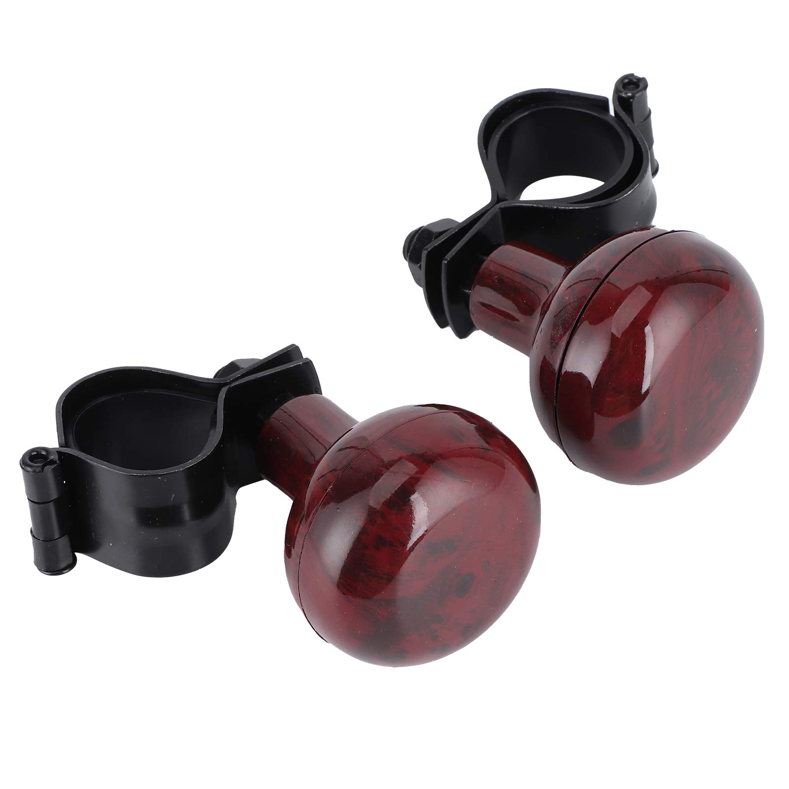 2Pcs Mahogany Woodgrain Steering Wheel Spinner Knob - Universal Car Booster Handle Accessories for Easy Driving & Parking | Perfect for Trucks, Vans & Mobility Vehicles