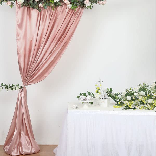Efavormart 8ft x 10ft Dusty Rose Satin Curtain Panel - Elegant Backdrop Drapes with Rod Pocket for Weddings, Photo Booths & Home Decor