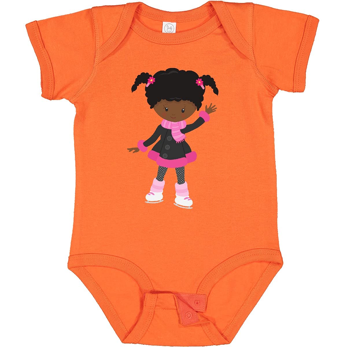 Inktastic African American Girl Ice Skating Baby Bodysuit - Cute Outfit for Toddlers & Infants - Perfect for Winter Playdates, Ice Skating Lessons & Holiday Photos