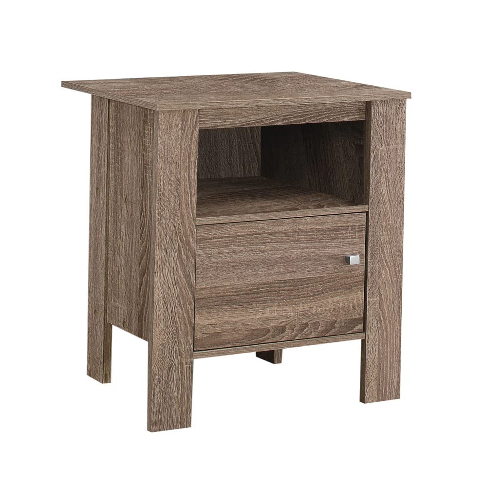Versatile Wood Grain Storage Accent End Table Night Stand Cabinet - Dark Taupe Finish | Multi-Functional Bedside Table with Drawers for Living Room, Bedroom & Office