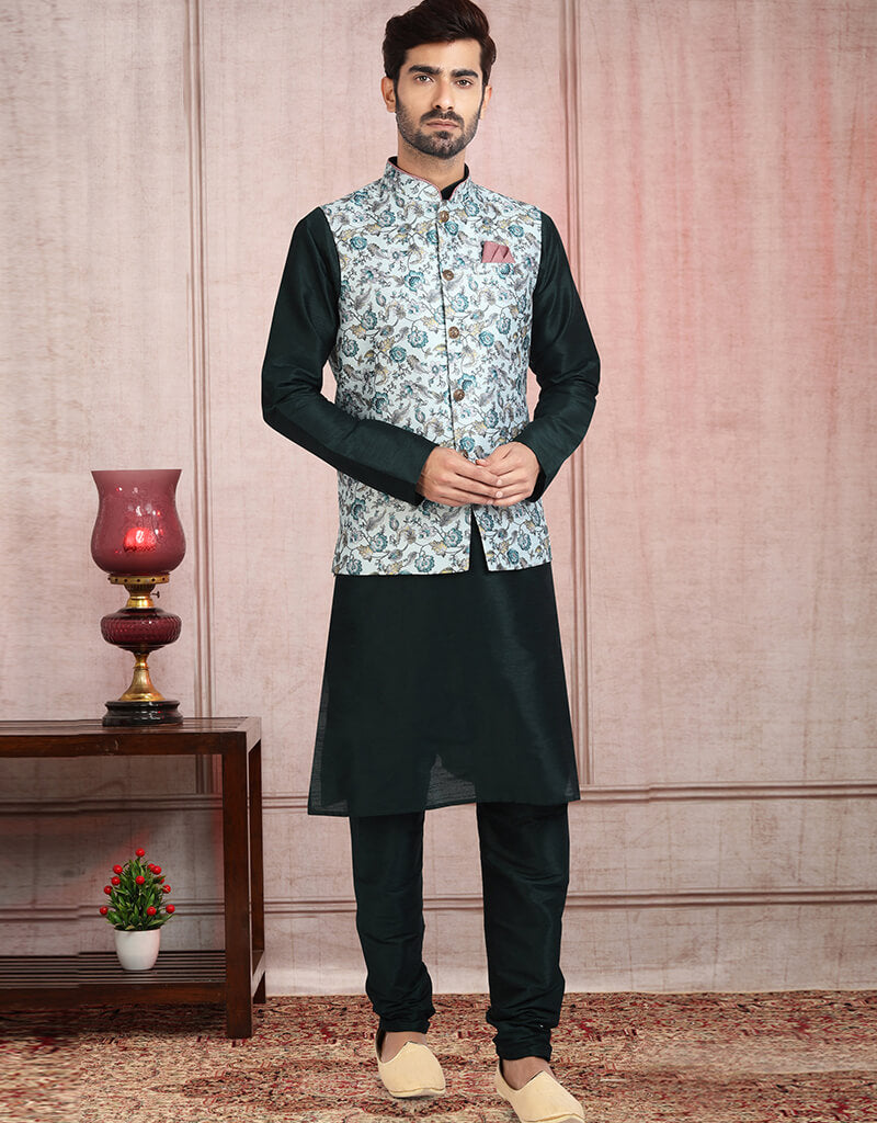 Elegant 3-Piece Banarasi Silk Jacket Set with Churidar for Women | Traditional Indian Outfit for Weddings & Festivals