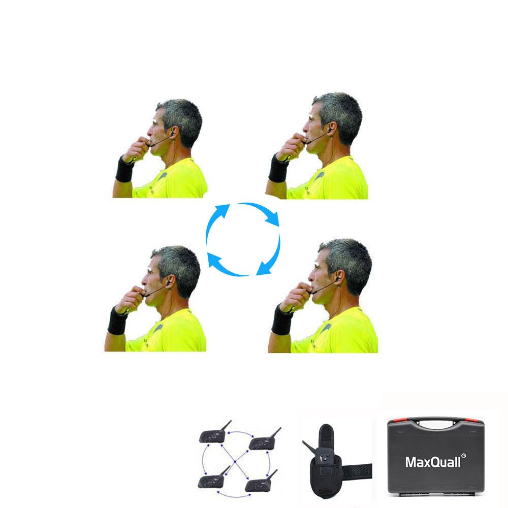 Wireless Referee Headset System - 4-Pack Football Referee Communication Device for Soccer Games | Simultaneous Talk for Multiple Referees | Ideal for Professional Matches, Youth Leagues & Tournament Officiating