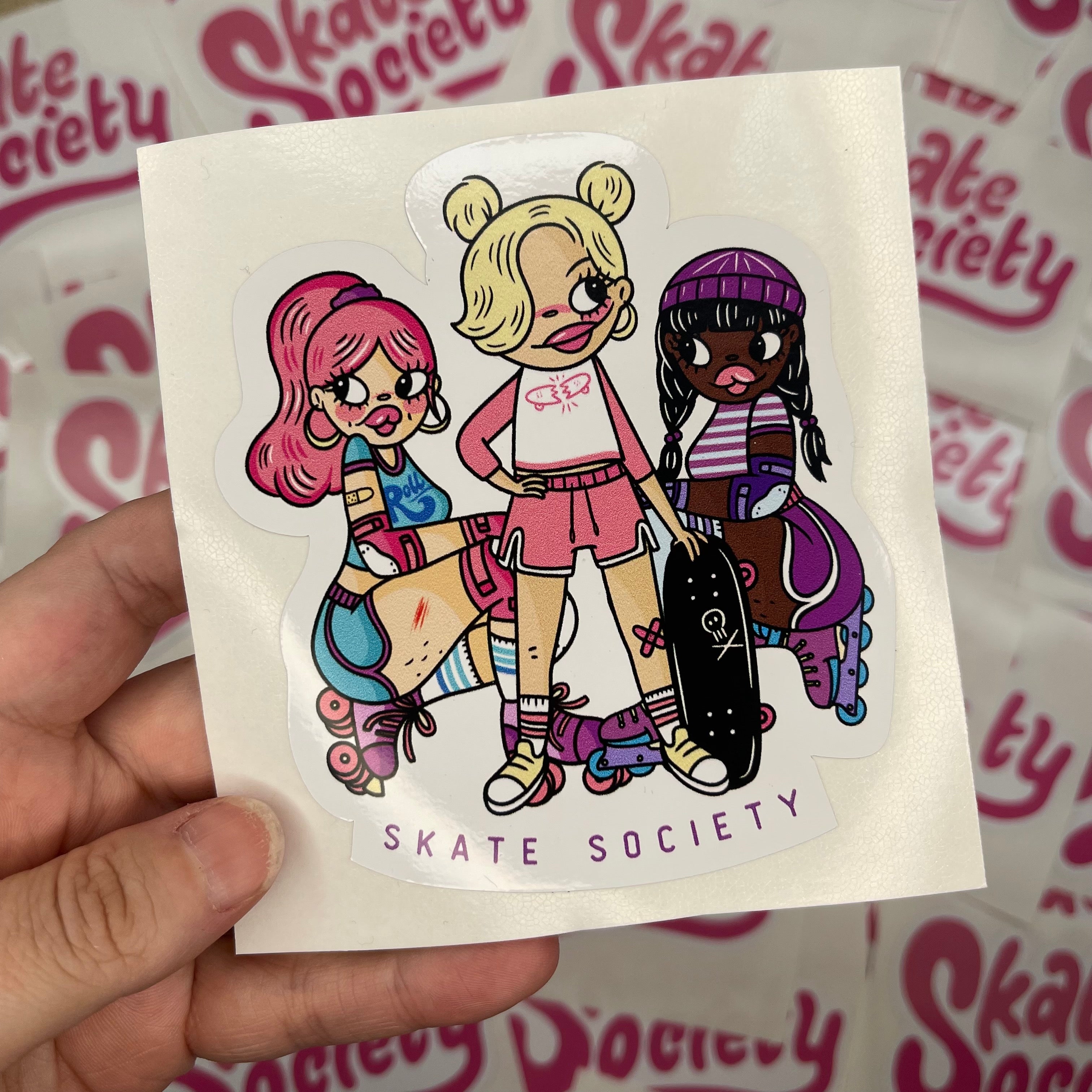 Skate Society Sticker Pack - Cool Skateboard Crew Decals for Skateboards, Laptops & Helmets - Perfect for Skateboarders & Street Culture Enthusiasts