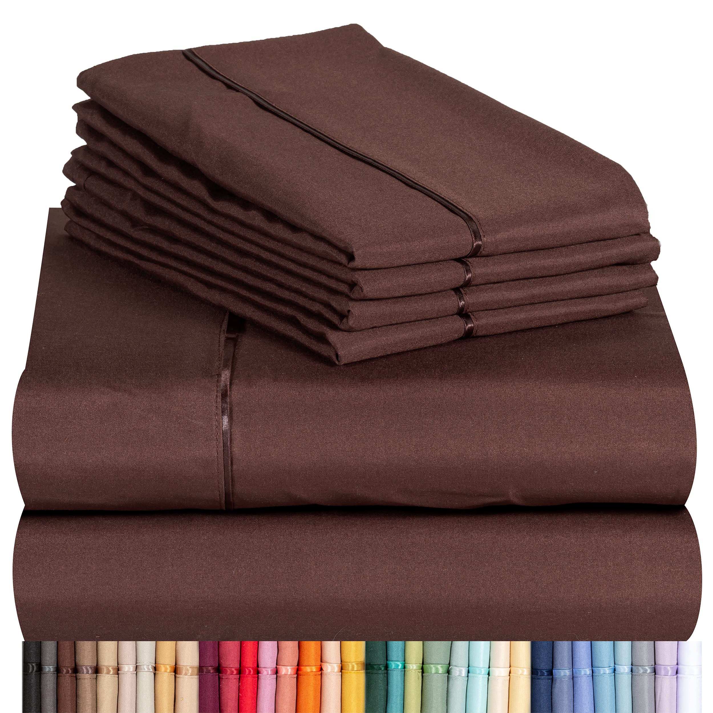 LuxClub 6-Piece Bamboo Queen Sheet Set - Eco-Friendly Cooling Bed Sheets with Deep 18