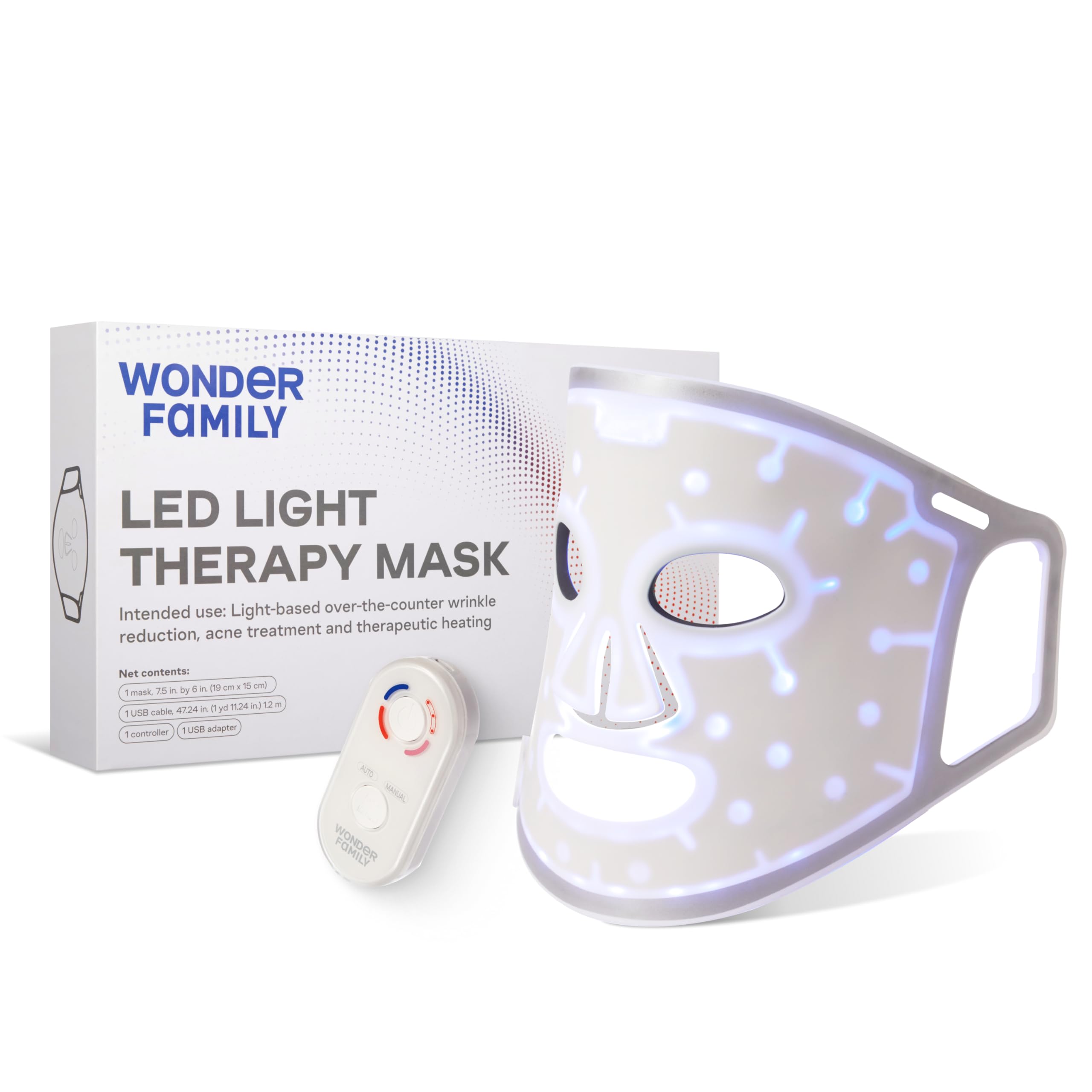 LED Face Mask Light Therapy - Red & Blue Light Therapy for Skin Care, Anti-Aging & Acne Treatment | At-Home Facial Device for Glowing Skin | Perfect for Daily Skincare Routine & Spa Treatments