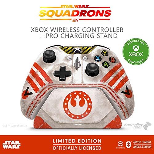 Wireless Xbox Controller & Pro Charging Stand Bundle - Star Wars: Squadrons Edition (Renewed) | Perfect for Gaming Battles & Collectors Display