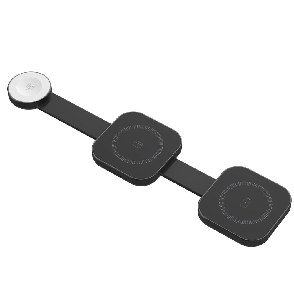 PowerMax Trio Foldable 3-in-1 Wireless Charger for iPhone, Samsung & AirPods - Fast Charging Stand for Home, Office & Travel