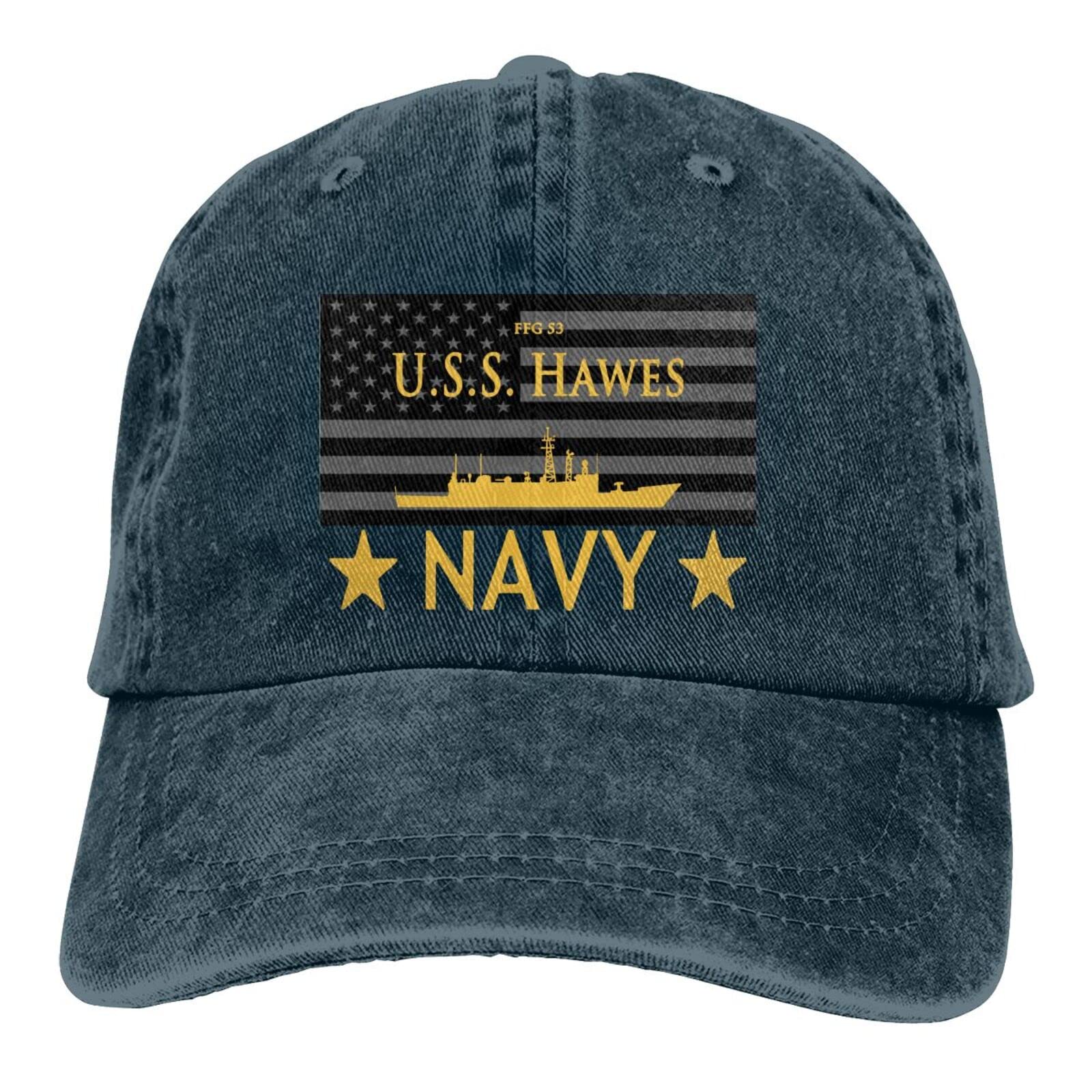 FFG 53 USS Hawes Unisex Adjustable Baseball Cap - Navy Blue Cotton Hat for Men & Women - Perfect for Military Enthusiasts, Outdoor Activities & Casual Wear