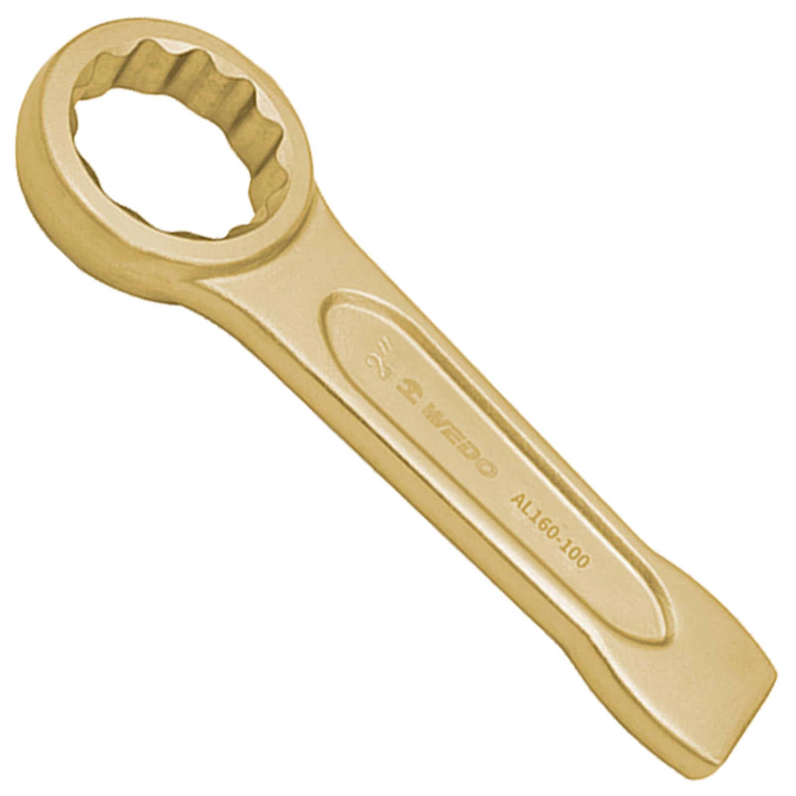 WEDO Non-Sparking Striking Box Wrench - 50mm Box End Striking Ring Wrench, 250mm Length - Spark-Free Safety Spanner - Aluminum Bronze Corrosion-Resistant Tool - DIN 7444 Standard - BAM & FM Certified - Ideal for Oil Refineries, Chemical Plants & Explosive Environments