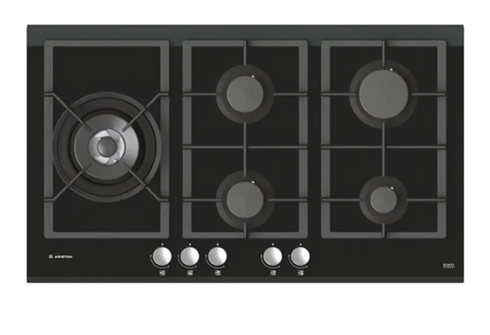 Ariston GGA34BKAUS 34-Inch 5-Burner Black Glass Natural Gas Cooktop - Perfect for Modern Kitchens, Home Cooking & Professional Chefs