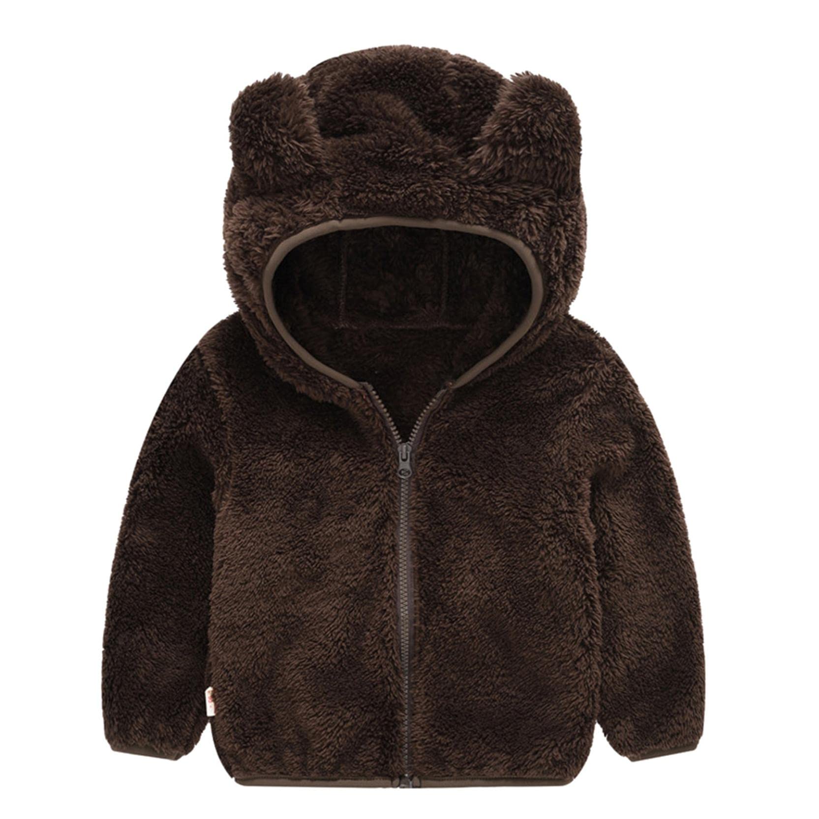 Adorable Baby Boys & Girls Fleece Hooded Jacket with Bear Ears - Winter Warm Zip-Up Snowsuit Romper for Toddlers | Perfect for Outdoor Play, Snow Days & Cold Weather Adventures