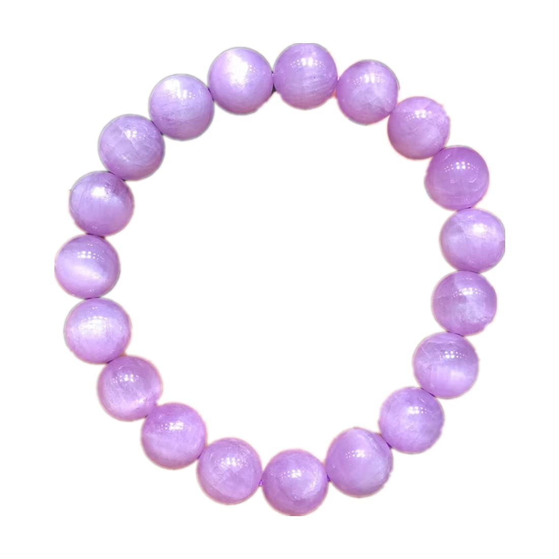 Natural Purple Kunzite Stretch Bracelet for Women & Men - Healing Crystal Cat Eye Gemstone Beads (9-12mm) | Spiritual Healing, Meditation, Yoga & Fashion Jewelry Gift