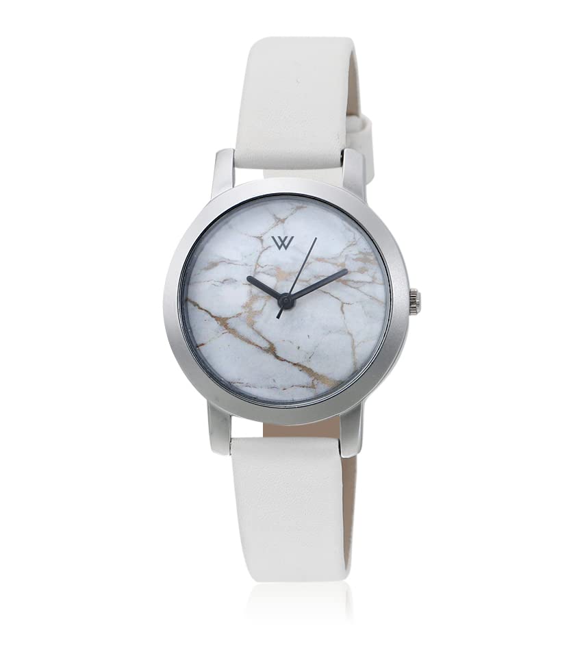 Walrus Women's Analog Watch - Multicolor Dial, White Leather Strap, Alloy Case | 32mm Case & 26mm Dial | Professional Office Wear, Casual Outfits, Birthday & Anniversary Gift for Women