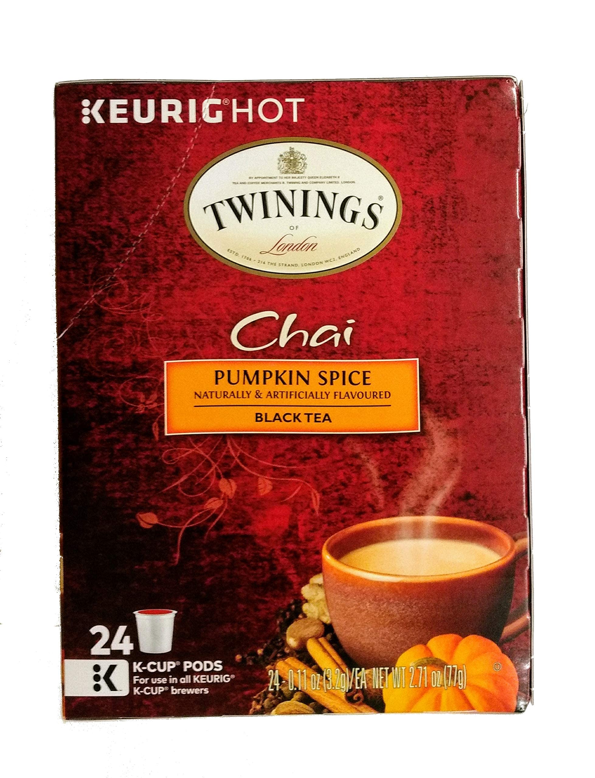 Twinings of London Chai Pumpkin Spice Black Tea - 24 K-Cup Pods for Keurig Brewers | Fall Spiced Tea for Cozy Autumn Mornings & Holiday Gatherings