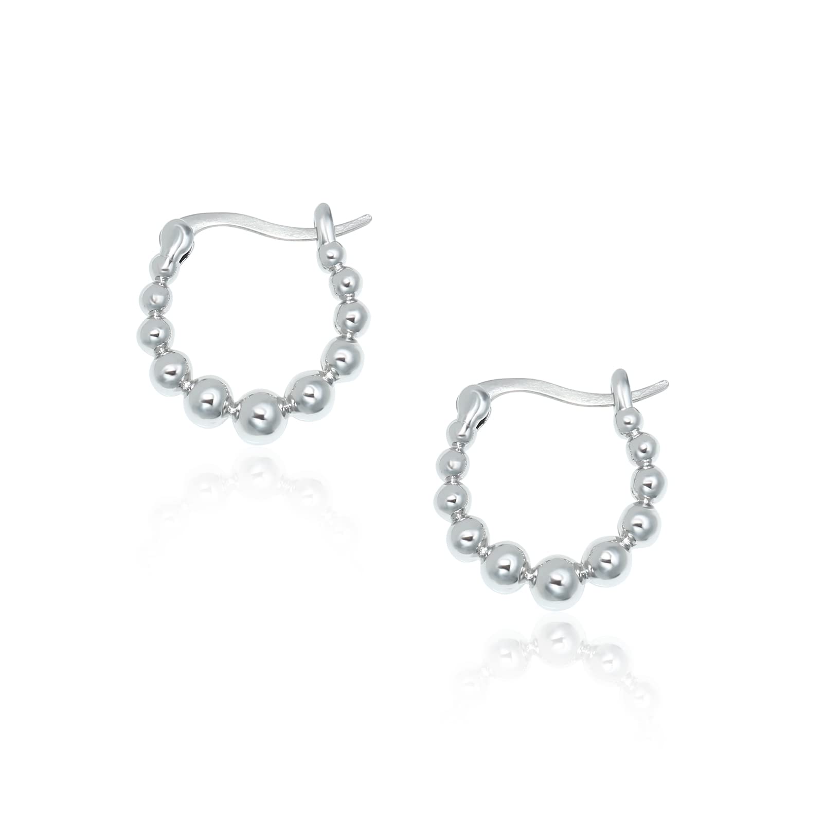 Titanium Hoop Earrings for Women & Men - Lightweight Round & Oval Boho Earrings with Filigree, Beaded, Chain & Twist Designs - Hypoallergenic Pure Titanium Posts, White Gold Plated - Perfect for Sensitive Ears, Everyday Wear & Special Occasions