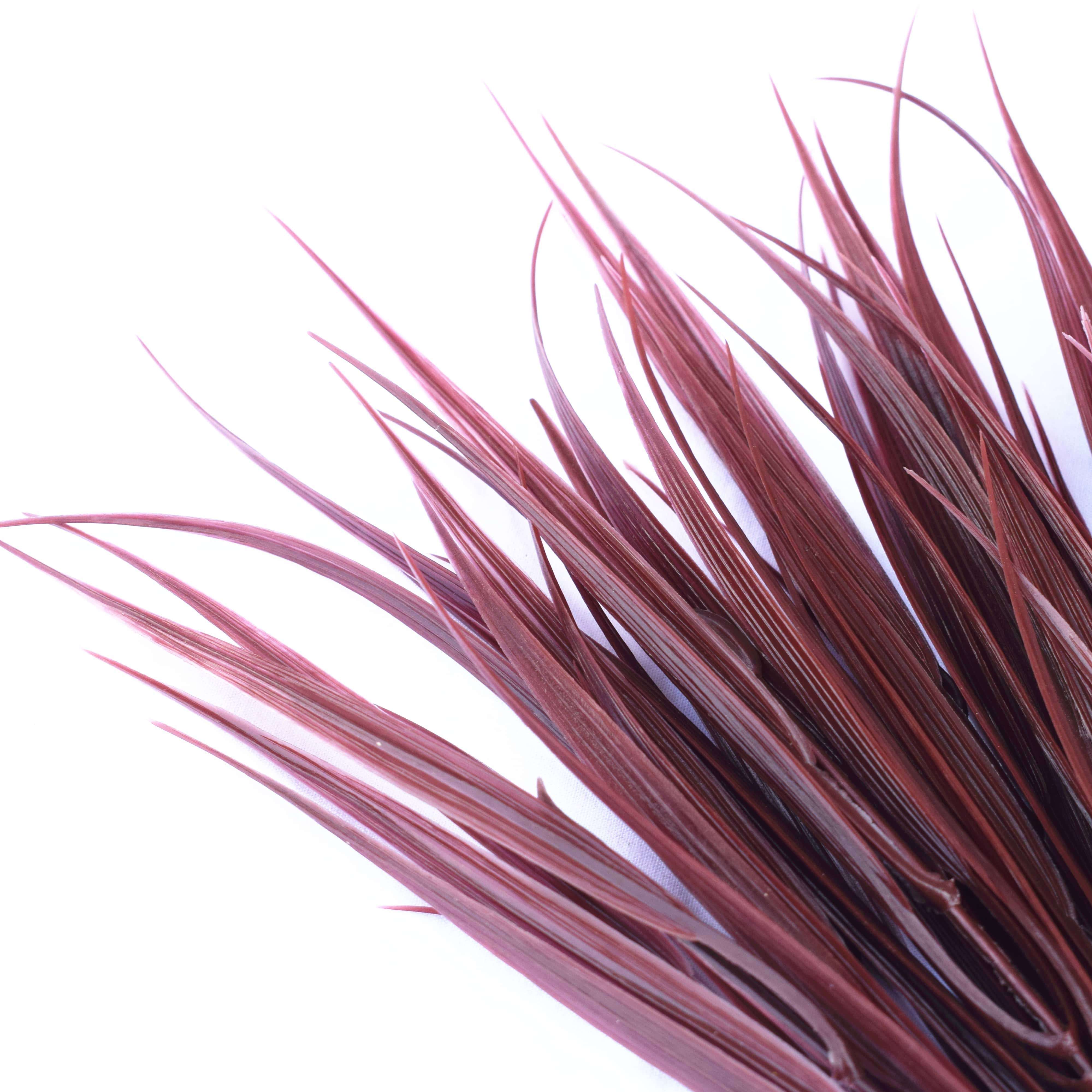 5 Pack Dark Red Artificial Grass Stems - 35cm Long UV Resistant Faux Grass for Indoor & Outdoor Decor - Perfect for Home, Garden, Wedding, and Party Decorations