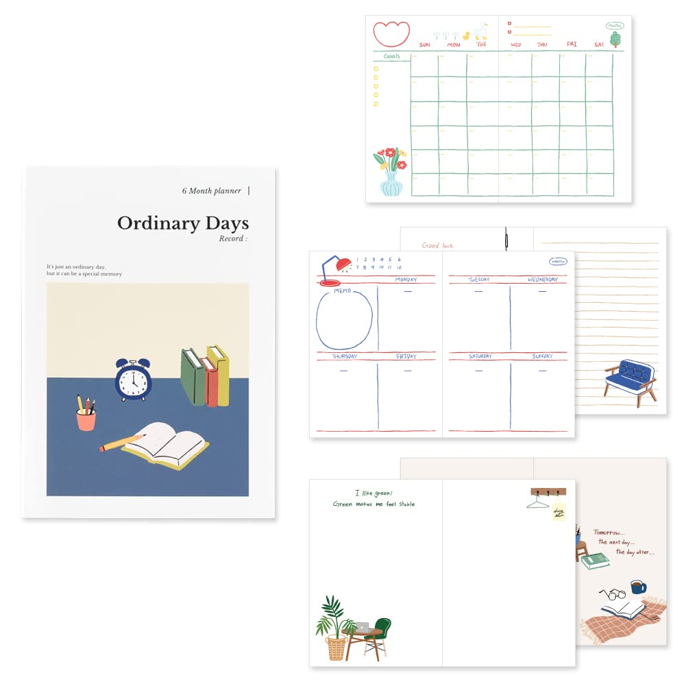 Monolike Ordinary Days Diary 6 Month Planner - Weekly & Monthly Academic Desk Planner with Scheduler | Perfect for Students, Professionals & Office Organization