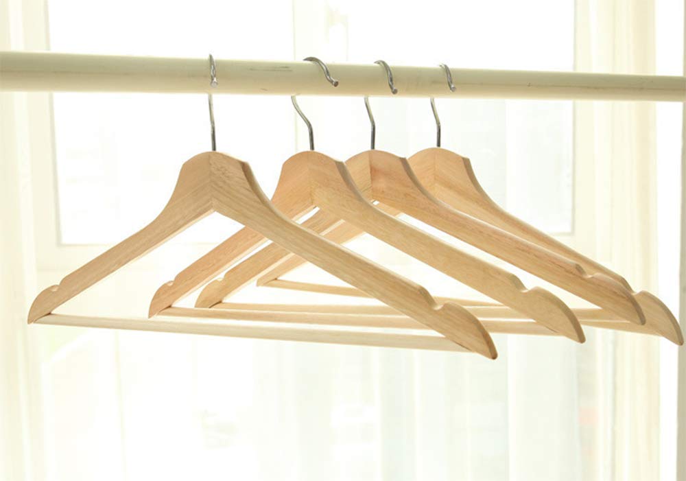 Premium 16-Pack Solid Wood Suit Hangers with Non-Slip Bar, Precision Notches & 360° Swivel Chrome Hook - Natural Finish Heavy-Duty Wooden Clothes Hangers for Men's Suits, Jackets & Coats - Perfect for Closet Organization & Wardrobe Storage