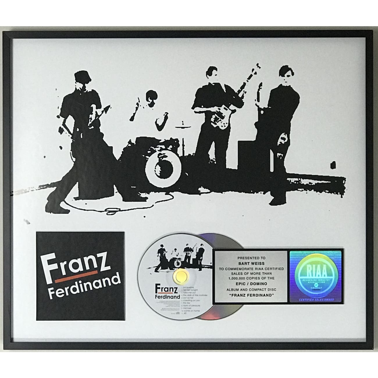 Franz Ferdinand Self-Titled Debut Album - RIAA Certified Platinum Record Award - Perfect for Music Collectors & Display in Home, Office, or Studio