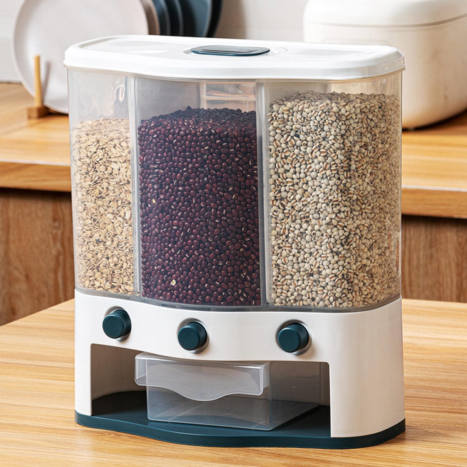 JINYISI Wall-Mounted Rice Storage Container - 10L Grain Silo & Dry Food Dispenser for Kitchen Pantry | Perfect for Rice, Pasta, Cereal, Nuts & Pet Food Storage | Space-Saving Home Organization Solution