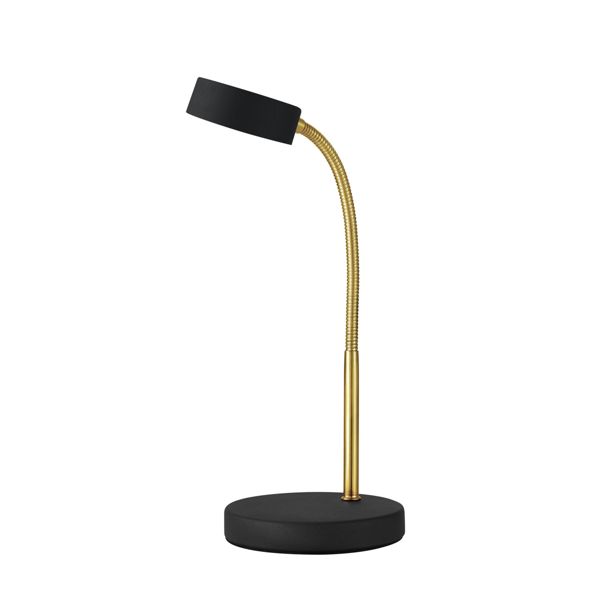 Globe Electric 30061 Gold Gooseneck Desk Lamp with Matte Black Finish - 5W Energy Star LED, 250 Lumens, 15.45