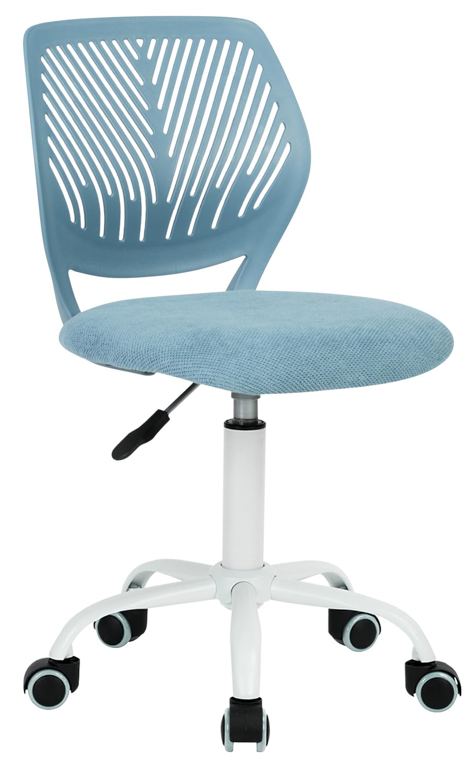 Kids Desk Chair - Adjustable Mid Back Swivel Study Chair for Students, Fabric Armless Rolling Office Chair, Light Blue | Perfect for Homework, Online Classes & Gaming