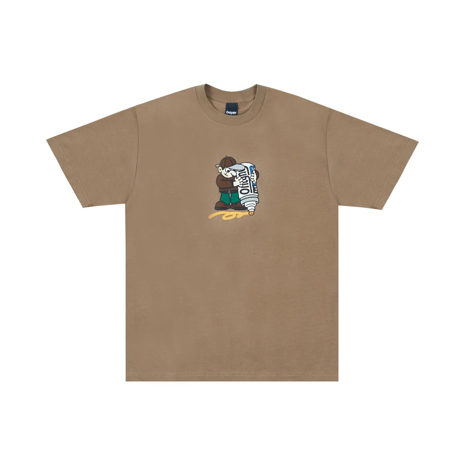 Only NY Graff Writer T-Shirt - Brown Cotton Graphic Tee for Men | Streetwear Fashion, Urban Style & Graffiti Art Lovers | Perfect for Casual Wear, Concerts & Skateboarding