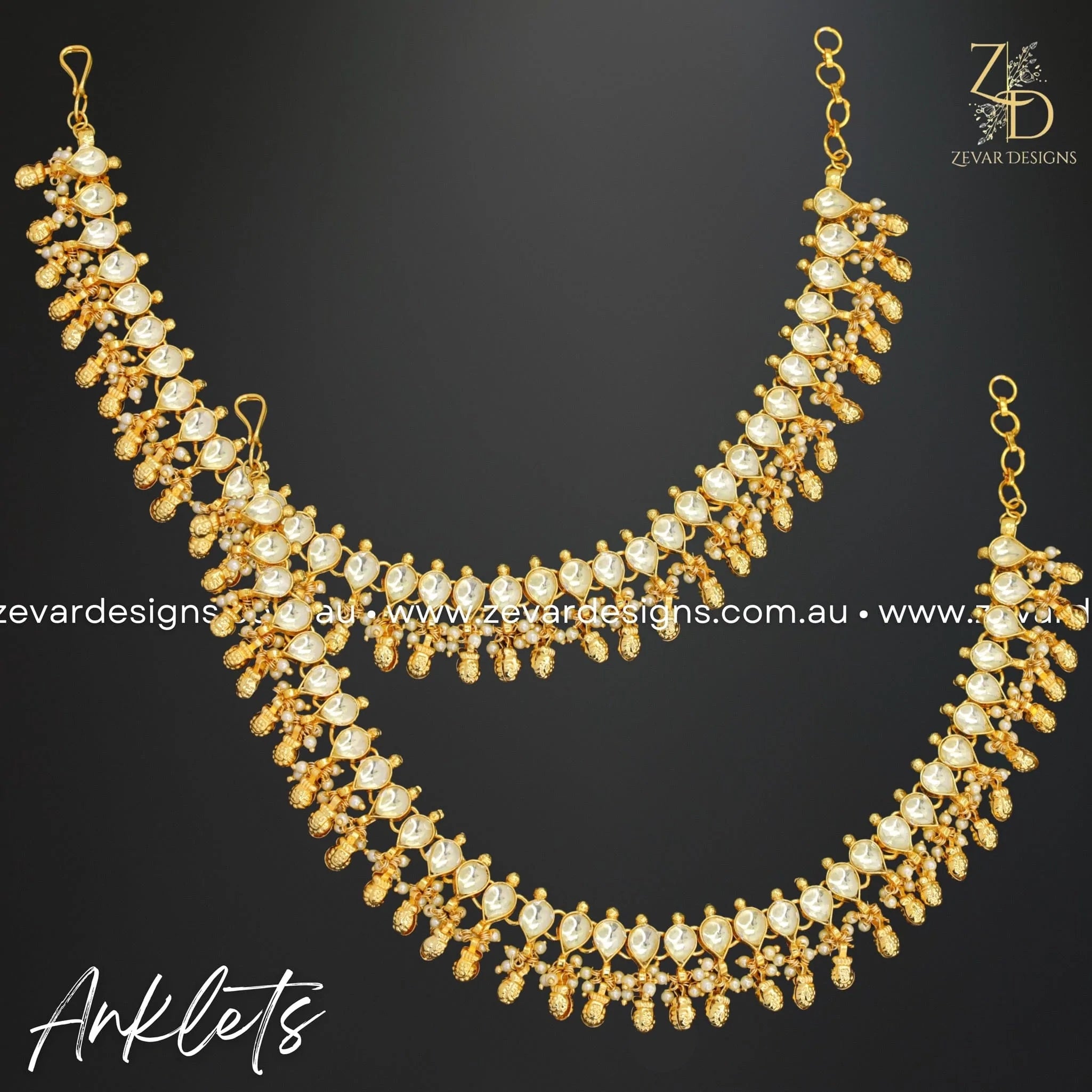Elegant Pachi Kundan Anklets for Women - Traditional Indian Foot Jewelry for Parties, Weddings & Festivals