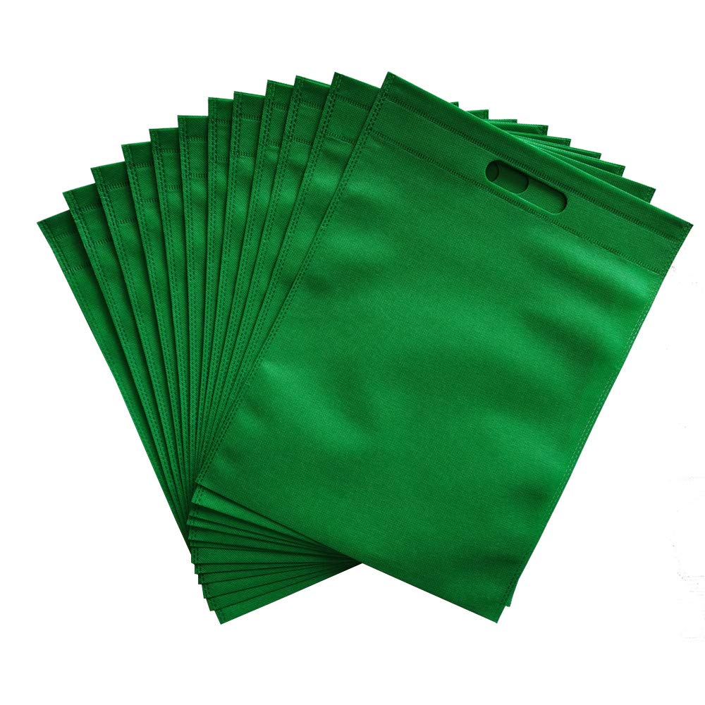 48-Pack Eco-Friendly Nonwoven Reusable Tote Bags with Die-Cut Handles - Bulk Party Favor Bags, Goodie Bags & Gift Bags (Hunter Green) | Perfect for Birthday Parties, Baby Showers, Wedding Favors & Corporate Events