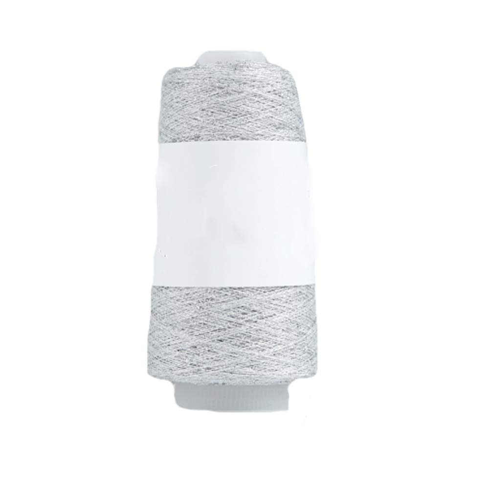 Clisil 100g DIY Metallic Yarn - Silver Glitter Lurex Thread for Crochet & Knitting | Fancy Craft Yarn for Handmade Accessories, Jewelry & Home Decor Projects