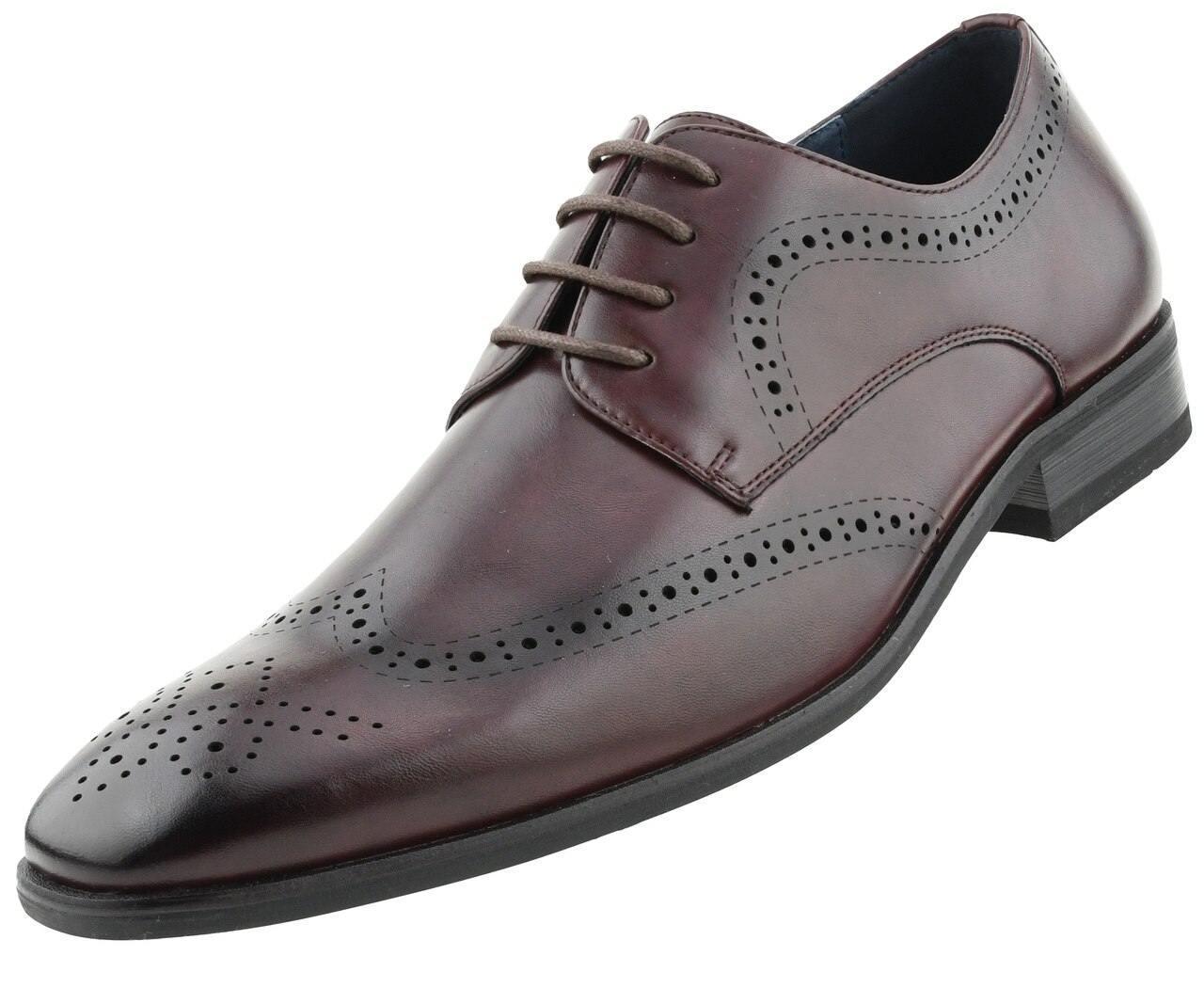 Stylish Burgundy Wingtip Dress Shoes for Men - Classic Oxford Formal & Business Attire - Perfect for Weddings, Office & Special Occasions