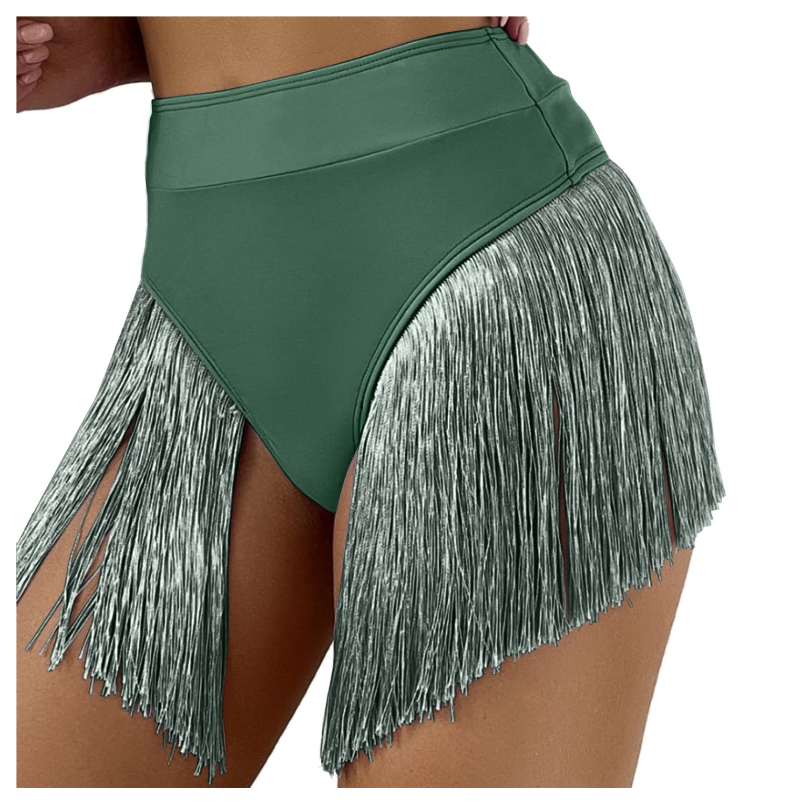 **High Waist Bikini Bottoms for Women – Plus Size Tassel Swim Shorts with Full Coverage | Summer Beachwear for Pool, Vacation & Tropical Getaways**