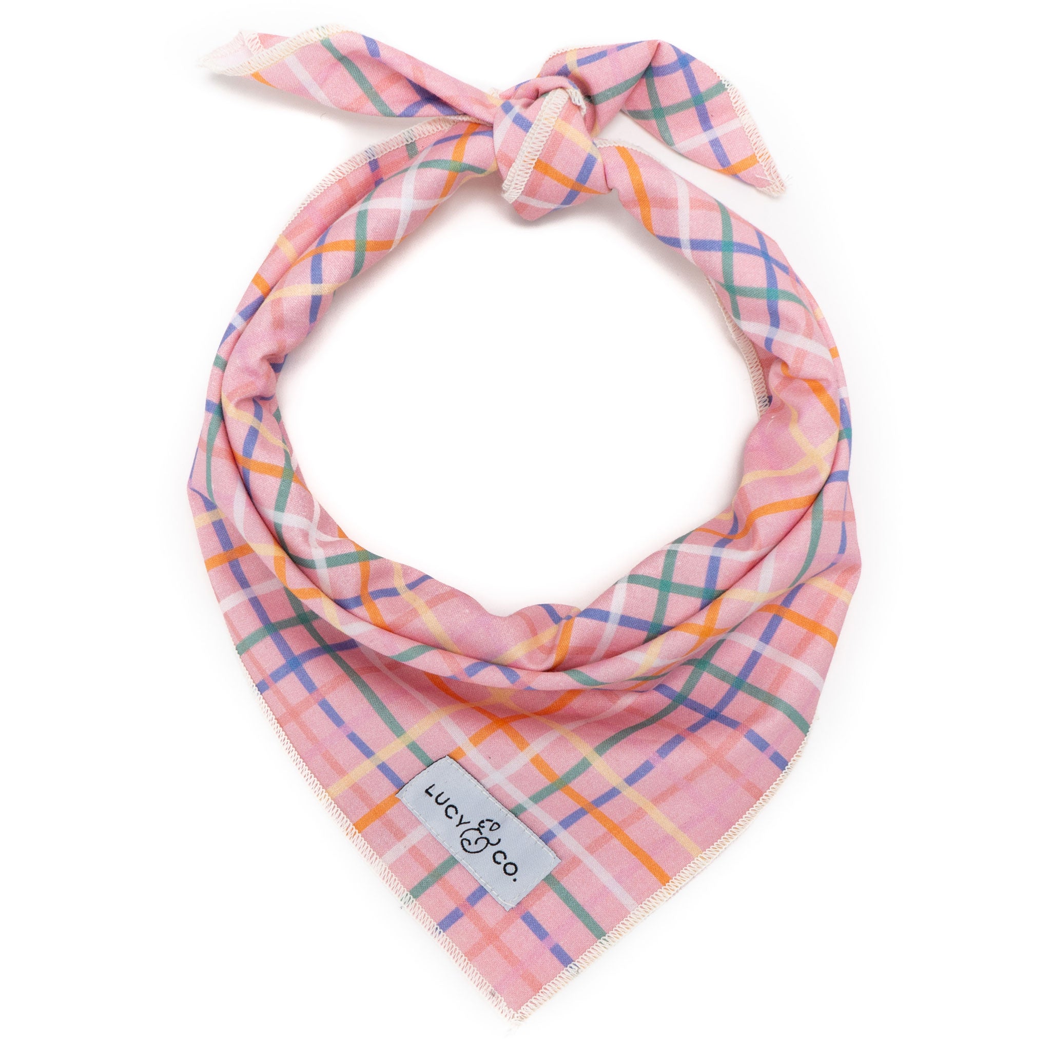 Lucy & Co. Midge Pink Bandana for Dogs - Soft Cotton Pet Bandana with Adjustable Collar - Perfect for Small & Medium Dogs, Pet Fashion Accessory for Daily Walks, Photo Shoots & Special Occasions