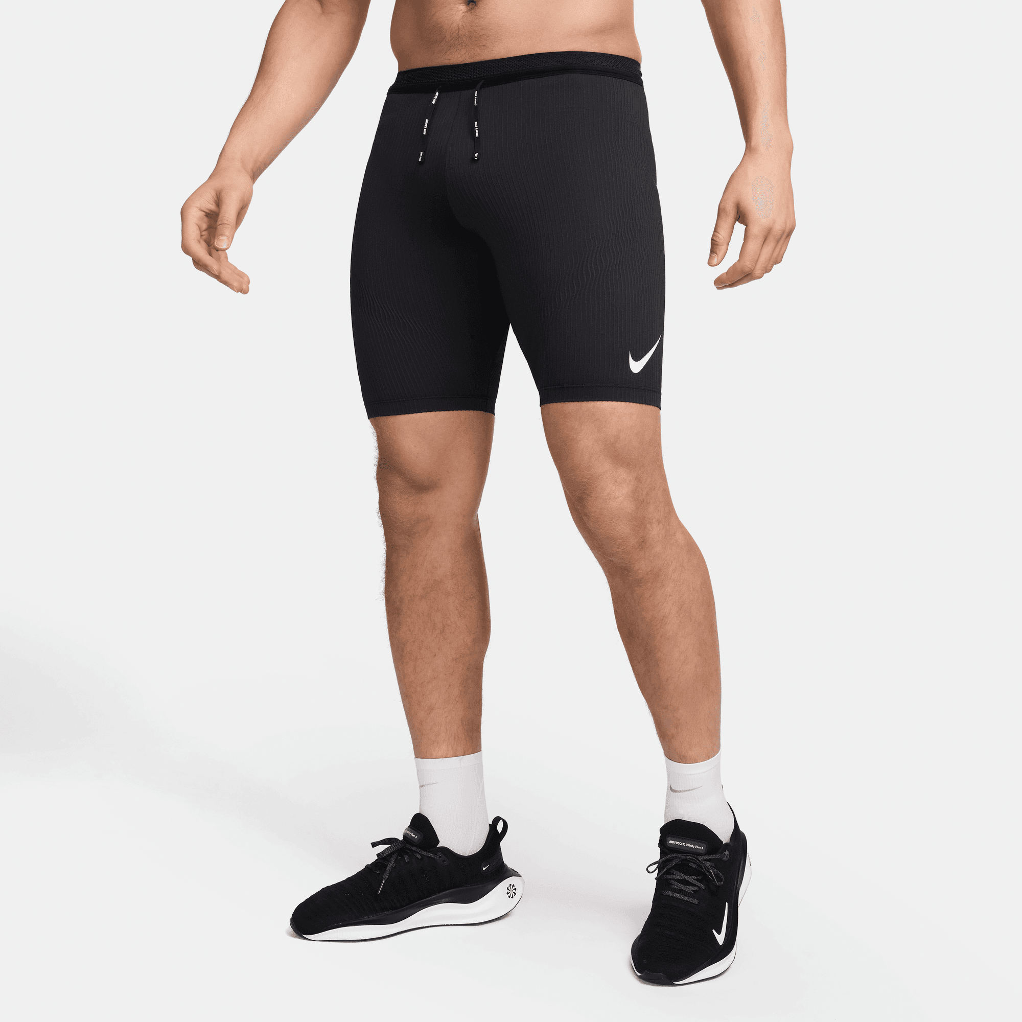 Men's Aeroswift DRI-FIT ADV Running 1/2 Length Tights - Black/Summit White - Moisture-Wicking Compression Pants for Marathon Training & Gym Workouts
