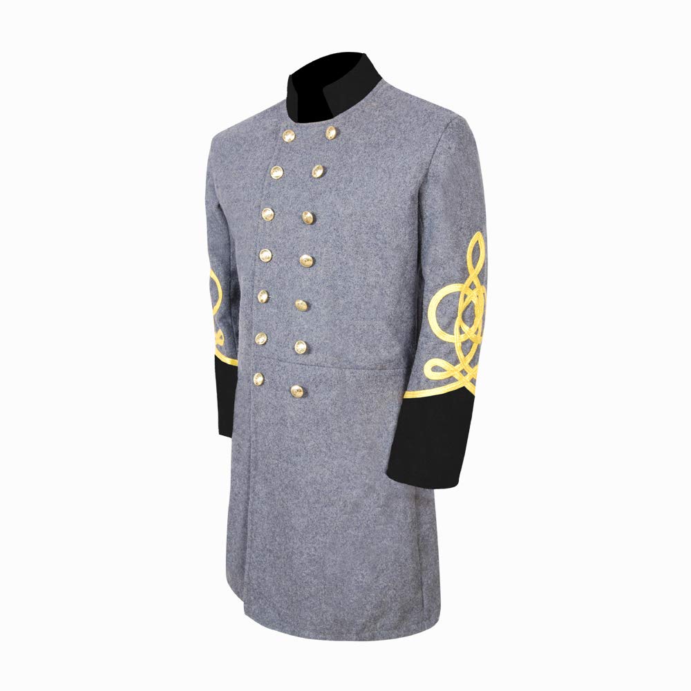 Authentic Civil War General's Double Breasted Frock Coat with Black Collar & Cuffs | Historical Military Uniform for Reenactments, Cosplay & Theater Performances