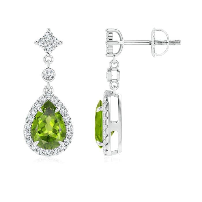 Natural Peridot Drop Earrings for Women - 14K Solid Gold/Platinum August Birthstone Jewelry | Elegant Gift for Her, Birthday, Wedding & Anniversary | Perfect for Formal Events, Date Nights & Special Occasions