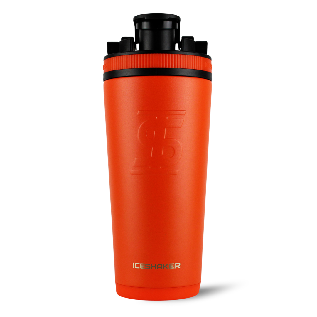 26oz Custom Insulated Ice Shaker Bottle - Orange Sports Water Bottle for Gym, Workout & Outdoor Activities
