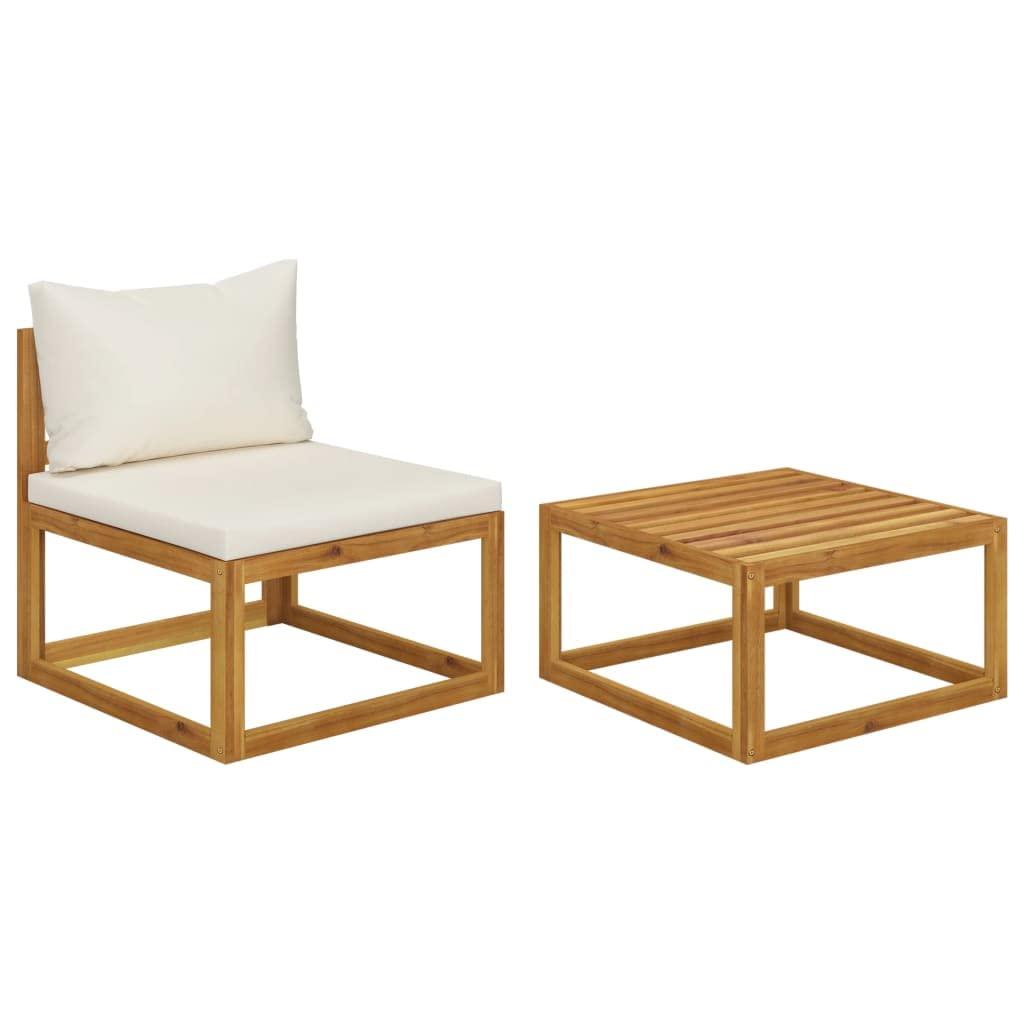 2-Piece Patio Sofa Set with Cushions - Modern Outdoor Garden Conversation Bistro Furniture - Solid Acacia Wood Dark Grey Sofa & Chair - Perfect for Backyard, Deck, Poolside or Balcony Relaxation