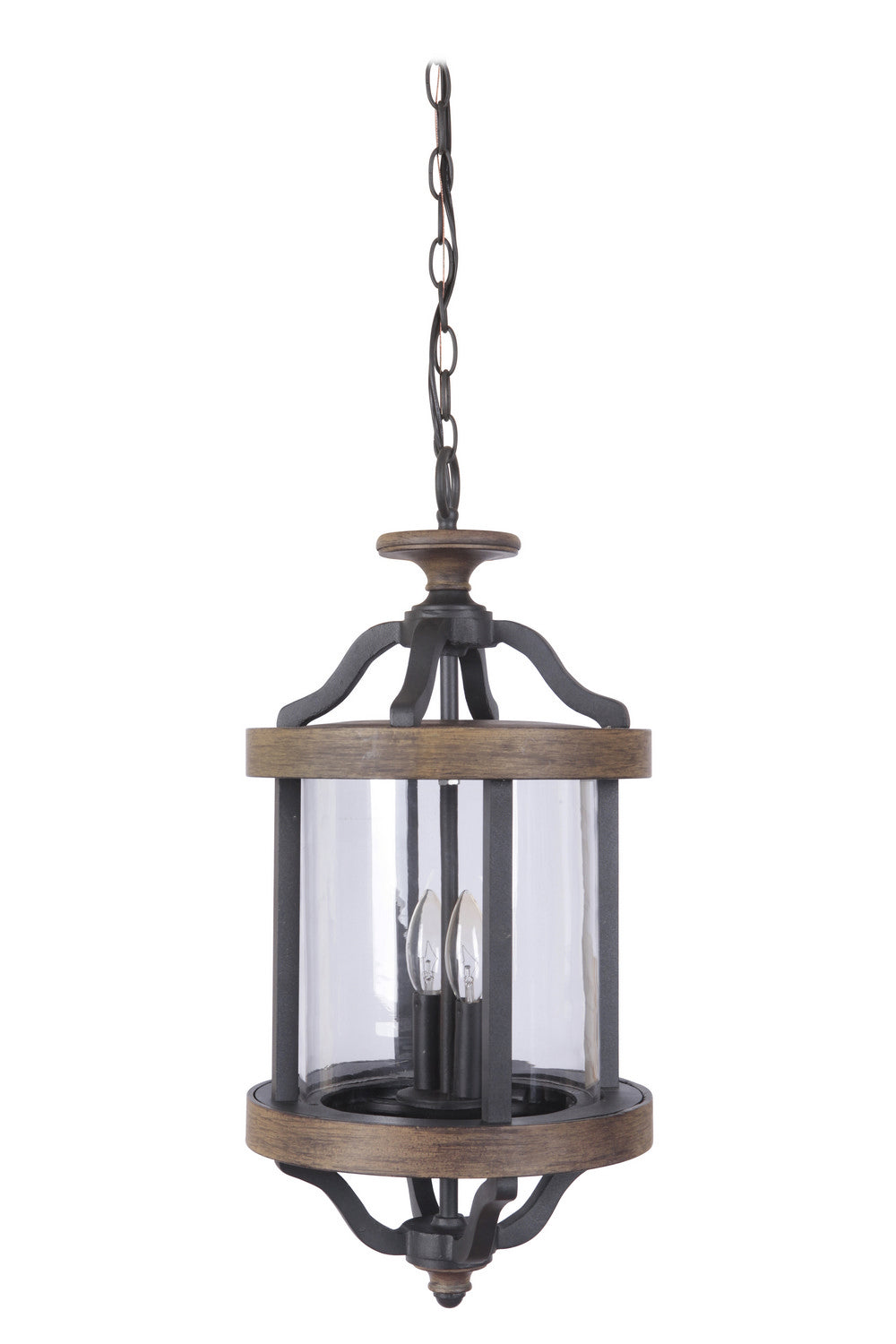 Ashwood Two Light Pendant in Textured Black/Whiskey Barrel - Modern Farmhouse Ceiling Light Fixture for Kitchen Island, Dining Room & Entryway Lighting