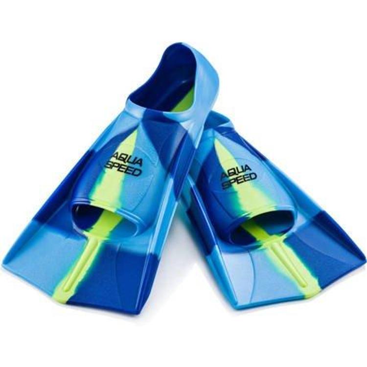 Aqua Speed Training Fins - Professional Swim Fins for Swimming Training, Pool Workouts & Fitness - Blue/Yellow Color - Perfect for Lap Swimming, Water Aerobics & Swim Team Practice